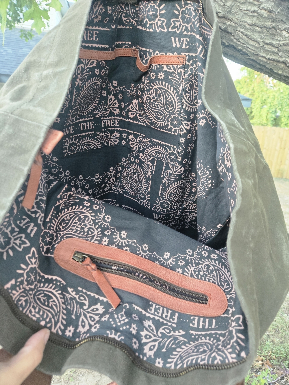 Free People We The Free Oversized Canvas Leather Backpack Tote NWT - Picture 6 of 11